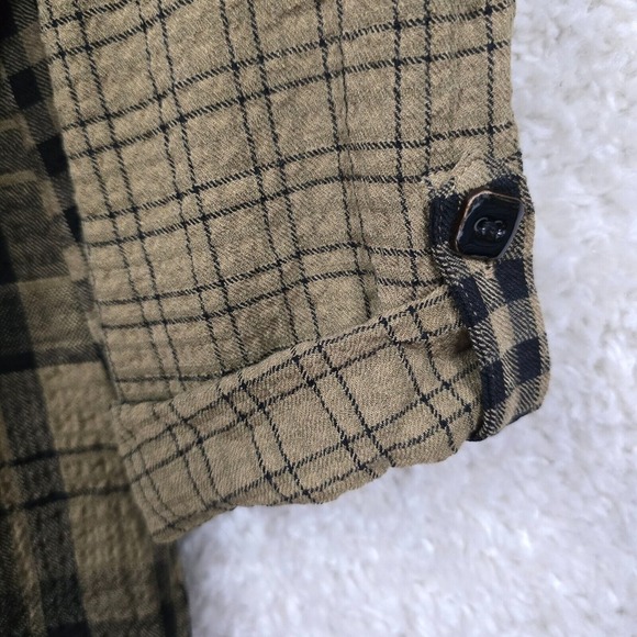 Habitat Shirt Womens Small Brown Plaid Boyfriend Tunic Roll Tab Sleeve Button - Picture 7 of 11